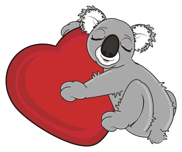 Koala with red heart — Stock Photo, Image