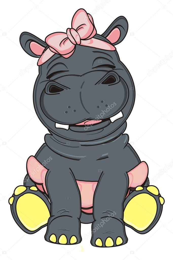 cute gray hippo
