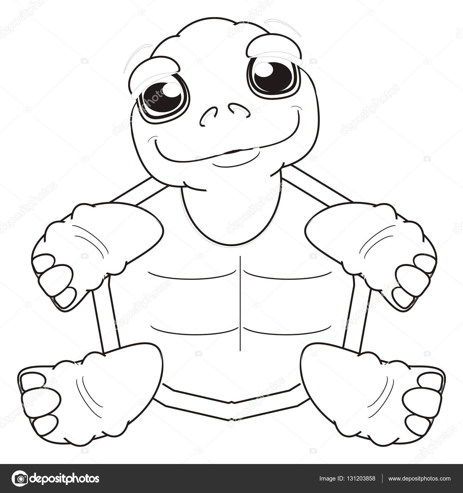 Disegni da colorare sorridente tartaruga marrone sveglio — Foto Stock