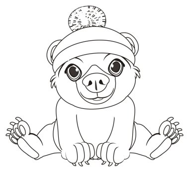 sevimli ayı kış şapka boyama