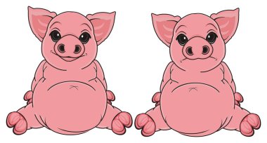 cute pink pigs clipart