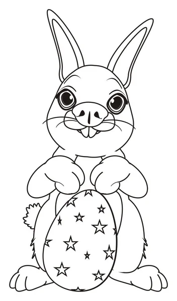 Розмальовка великодній кролик з великим яйцем — стокове фото