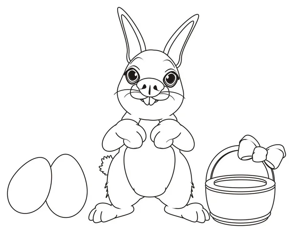 Coloração de coelho de Páscoa com objetos de Páscoa — Fotografia de Stock