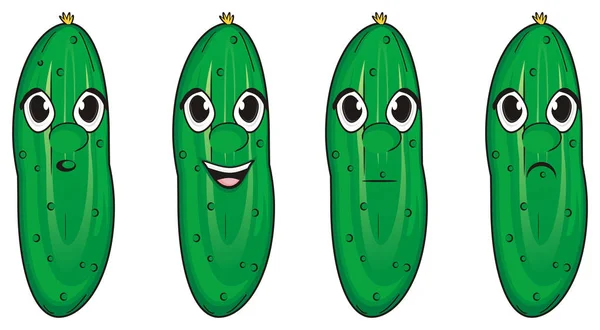 Quatro faces diferentes de pepino — Fotografia de Stock