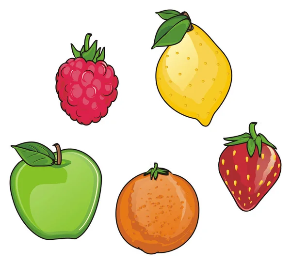 Många färgade frukter — Stockfoto