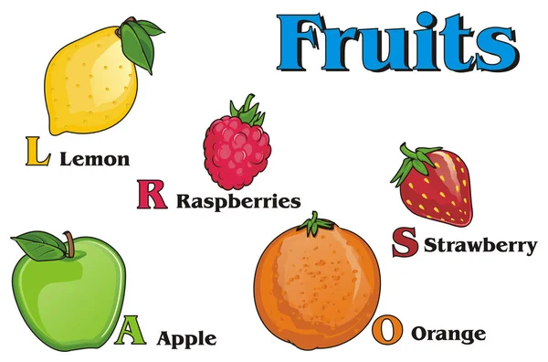 Frutti e parole con lettere — Foto Stock