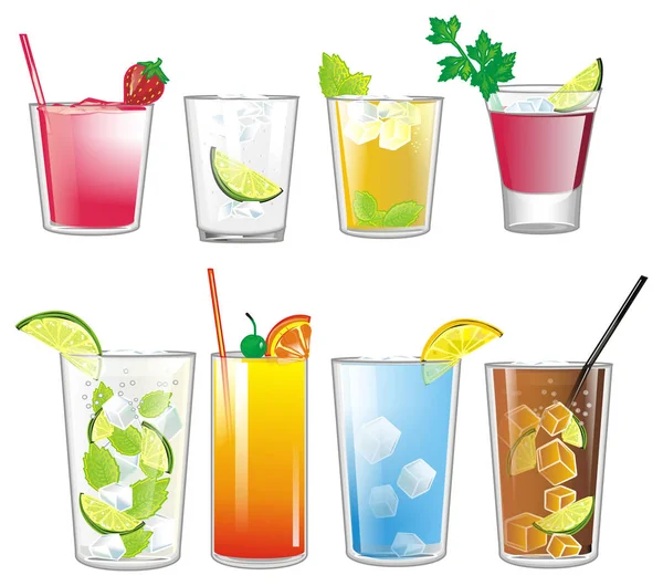 Viele bunte Cocktails — Stockfoto
