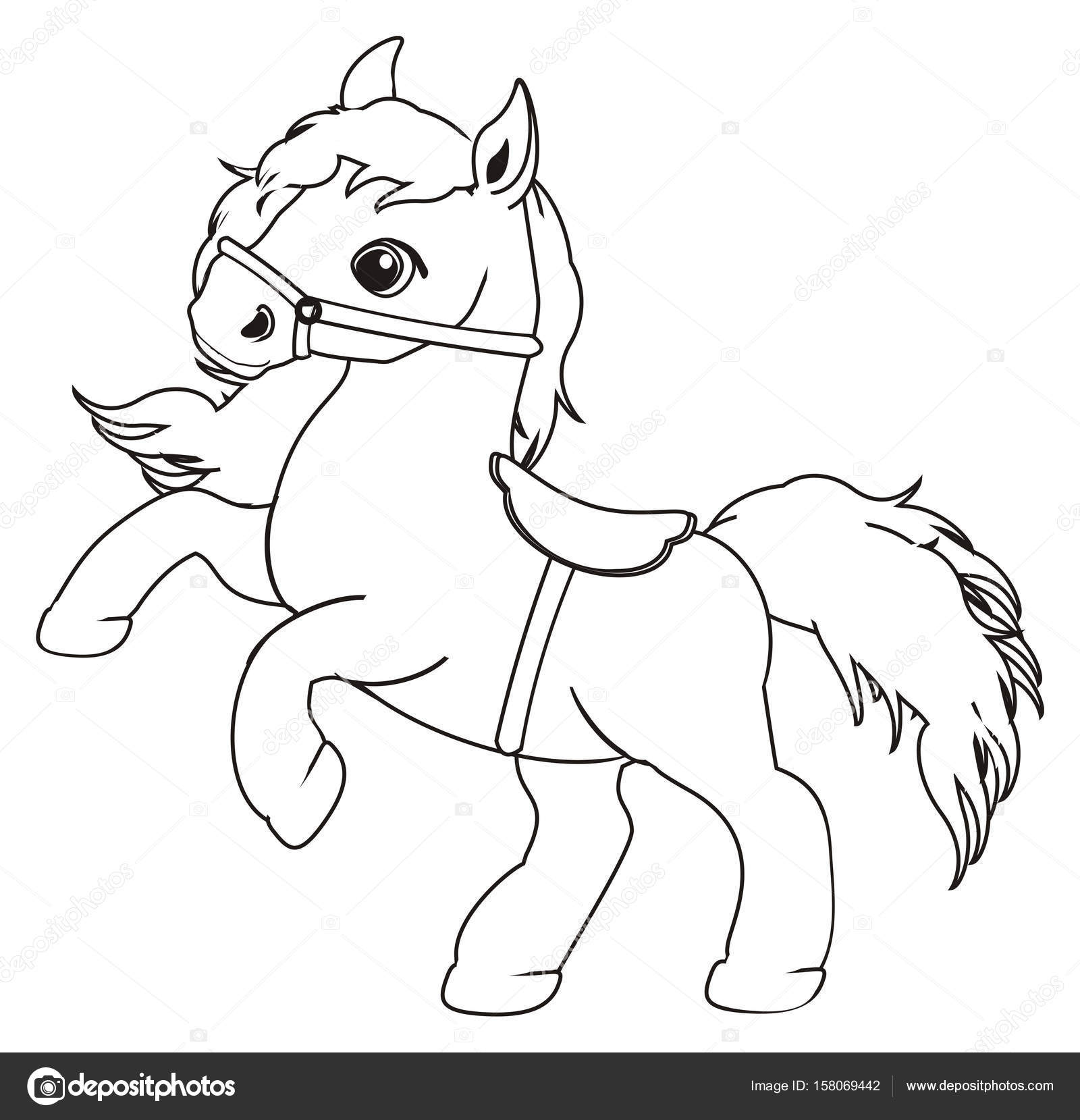 755 Cartoon Cute Horse Coloring Pages with Animal character