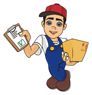 Kurye boy gülümseyerek 