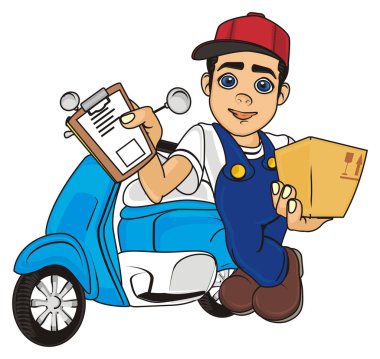 Kurye boy gülümseyerek 