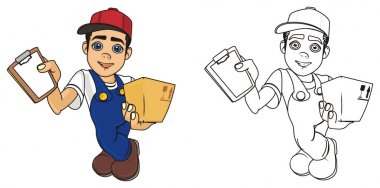 Kurye boy gülümseyerek 