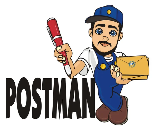 Heureux postman stand — Photo