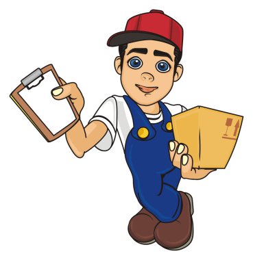 Kurye boy gülümseyerek 