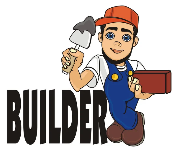 stock image happy builder stand