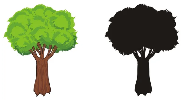带实心黑树的彩色树 — 图库照片