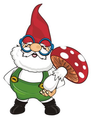 mutlu gnome bardaklarda stand ve mantar tutun