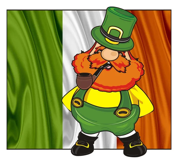 st. Patrick smoke a pipe and stand next to the flag