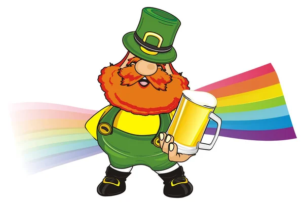 Patrick Hold Glass Yellow Beer Rainbow — Stock Photo, Image