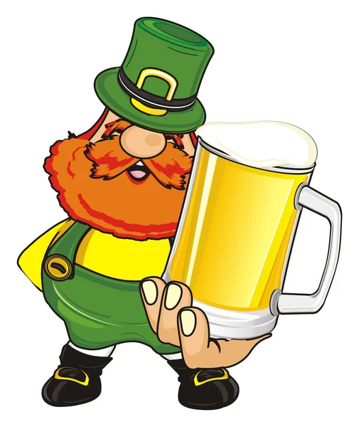 Aziz Patrick Yeşil Şapka Standında Bir Bira Ile — Stok fotoğraf