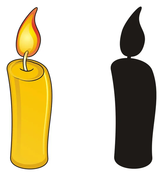 Yellow Candle Solid Black Candle — Stock Photo, Image