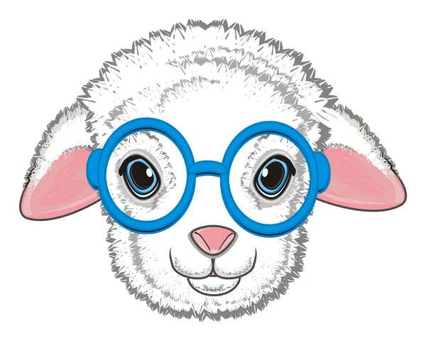 Muzzle Little Lamb Blue Glasses — Stock Photo, Image