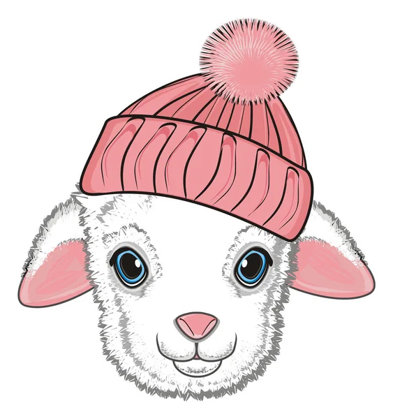ピンクの帽子の子羊の鼻 — ストック写真