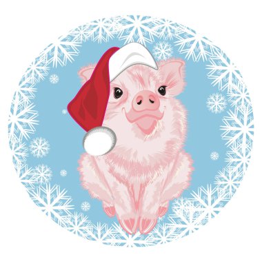 küçük pembe domuz kırmızı şapka ve Mavi Kartopu