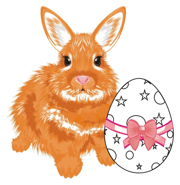 bir yay ile yumurta boyama ile küçük turuncu tavşan