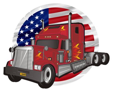 Amerikan römork ve yuvarlak simge ABD bayrağı