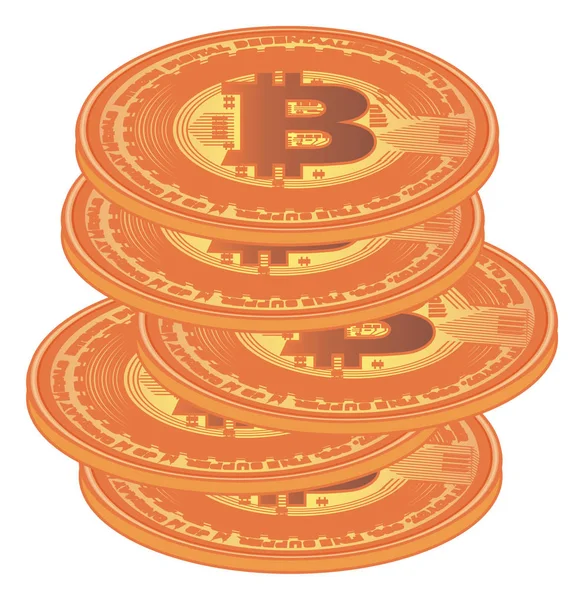 Many Gold Bitcoins White Background — Stock Photo, Image