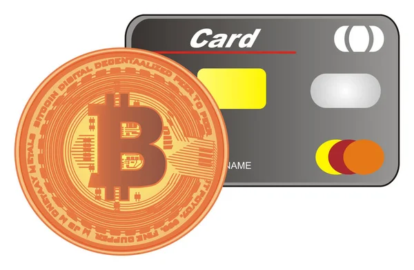 Bitcoin Con Tarjeta Bancaria — Foto de Stock