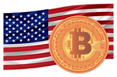 bitcoin ve büyük Amerikan bayrağı
