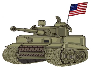 Yeşil ordu tank küçük ABD bayrağı ile