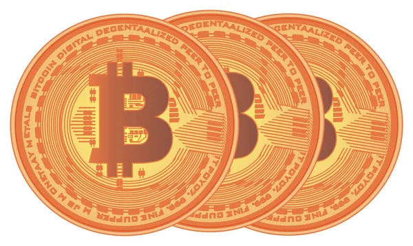 Muitas Moedas Bitcoin Fundo Branco — Fotografia de Stock