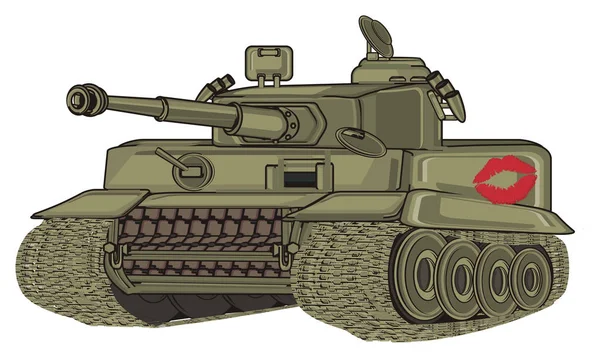 赤いキッスと緑軍戦車 — ストック写真