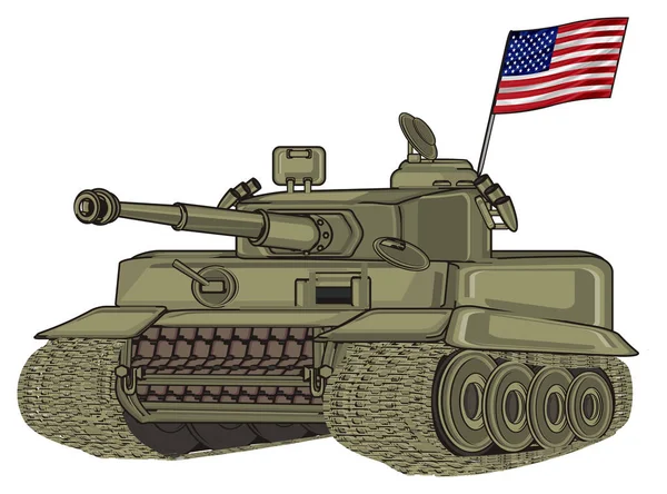 Green Army Tank Little Usa Flag — Stock Photo, Image