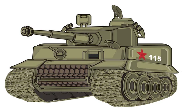 Groene Leger Tank Met Rode Ster Witte Nummers — Stockfoto