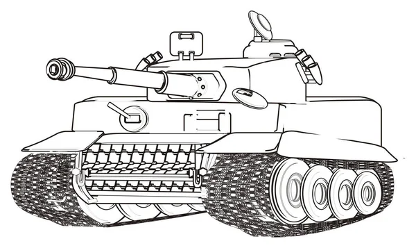 Розмальовка Армія Танк Білий Фон — стокове фото