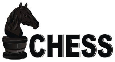 siyah satranç at ve siyah sözcük satranç