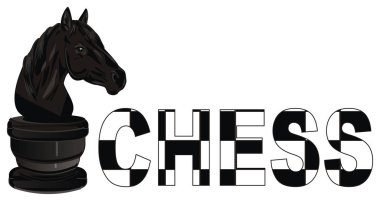 word satranç ve satranç alan ile siyah satranç at