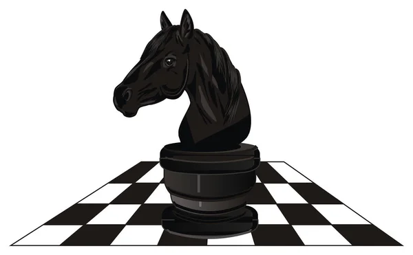 Czarny Szachy Konia Środku Pola Szachy — Zdjęcie stockowe