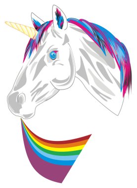 Tek boynuzlu at ve gökkuşağı hatları