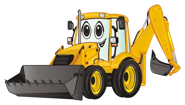 Smiling Face Yellow Excavator — Stock Photo, Image