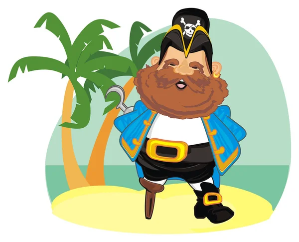 Усміхнений Пірат Стоїть Острові — стокове фото