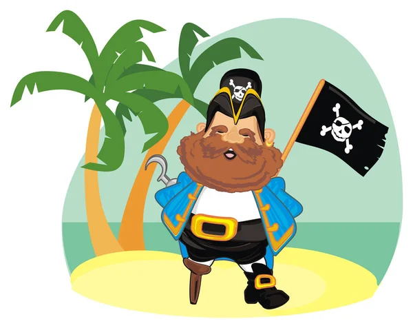 Улыбающийся Пират Острове Флагом — стоковое фото