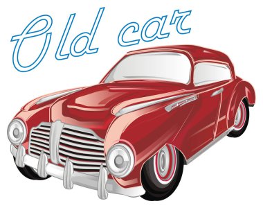 mavi harflerle kırmızı retro araba