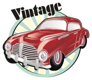retro arabayla kırmızı kutsal kişilerin resmi ve kelime vintage