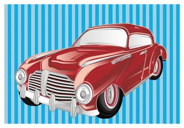 Красный Ретро Автомобиль Синими Линиями — стоковое фото