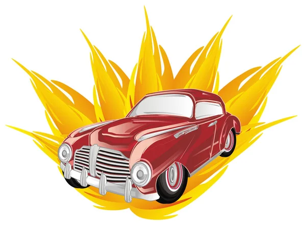 Red Retro Car Fire — Stock Photo, Image