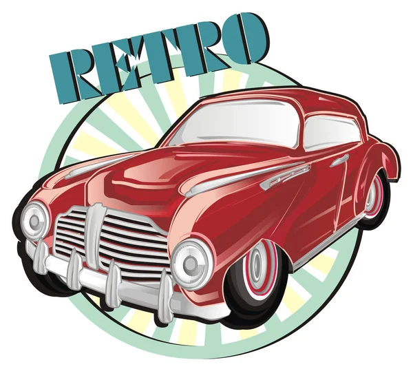 Rode Retro Auto Met Pictogram Word Retro — Stockfoto